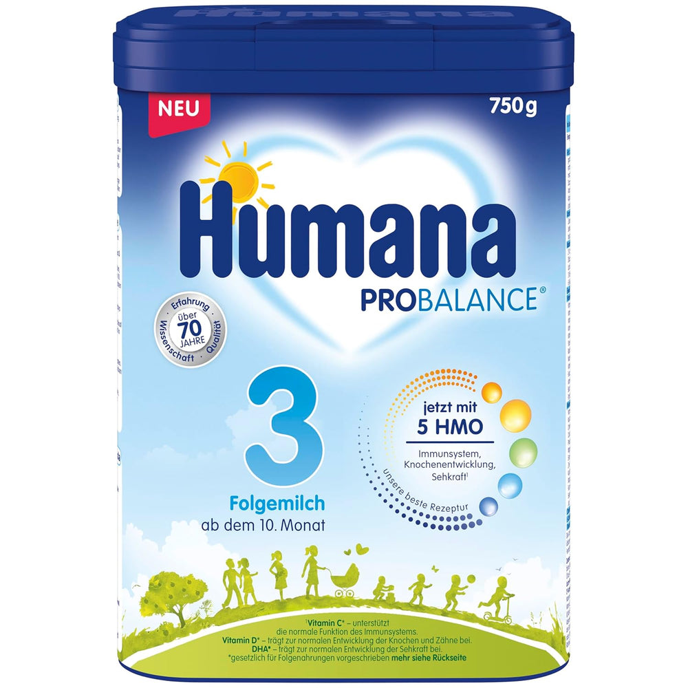 Humana 3 Folgemilch Vorteilspack - 4x750g med 5 HMO, Natürliche Abwehrkräfte, Optimal für Babies ab dem 10; måned