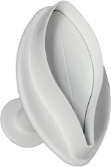 LY1002 Cutter pentru embosare cu motiv de crin cu nervuri, format mare, plastic, alb, 3 x 3 x 4 cm