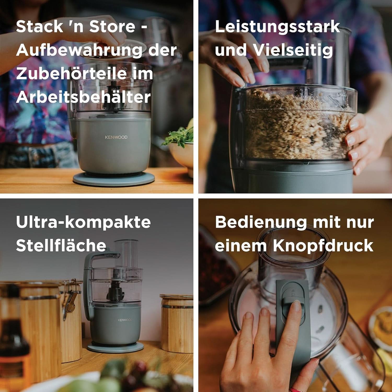 Kenwood Multipro Go FDP22.130GY, Kompakt-Küchenmaschine Nur 30Cm Hoch, Zum Schneiden, Reiben, Pürieren Und Teig Kneten, Express-Serve, 1,3 L Arbeitsbehälter, 650 W, Blau Mama si Copilul Naty Shop