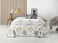 Trykt tæppe, stort volumen, 100 % polyester, 450 g/m², blødt, til efterår/vinter, design harmoni N10, 170 x 240 cm, til 90/105 cm senge, grå naty butiksdyner og -dyner Grå 170 x 240 cm seng/105 cm - 9 cm