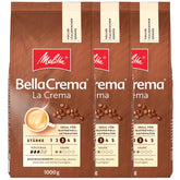 3 boabe de cafea Melitta BellaCrema La Crema, prăjire medie, 1 kg fiecare
