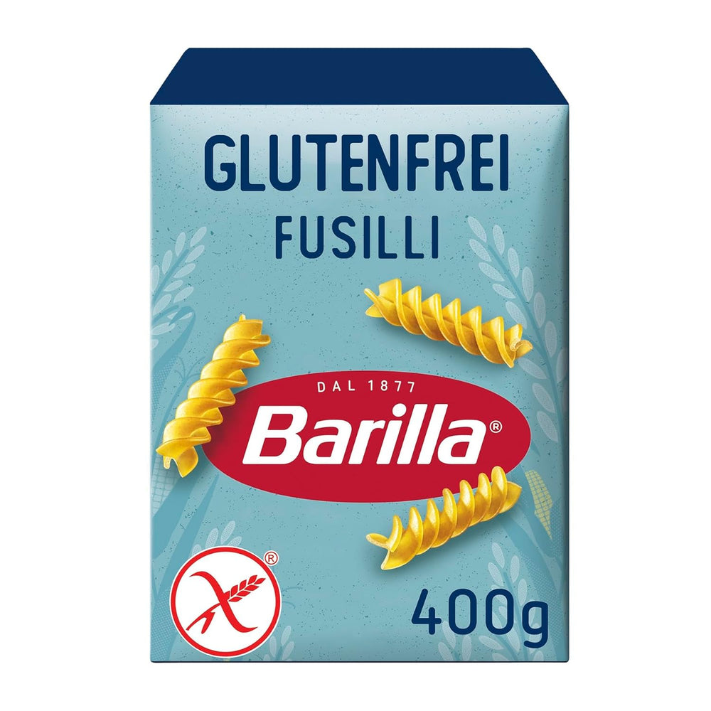 Glutenfri Barilla Fusilli pasta lavet af lækker majs og ris - perfekt til personer med cøliaki eller glutenintolerance 400g