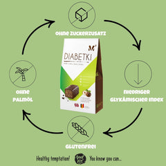 DIABETKI hasselnøddepraliner, sukkerfri chokolade, lækre slik til bevidste og diabetikere, glutenfri og vegetariske snacks 100g