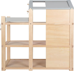 Lille fod, naturlig farve trædukkehus - 3-etagers med tagterrasse og 51-delt møbelsæt tilskynder til kreativ leg, velegnet til alderen 3+ 12541 Naty Shop dukkehuse