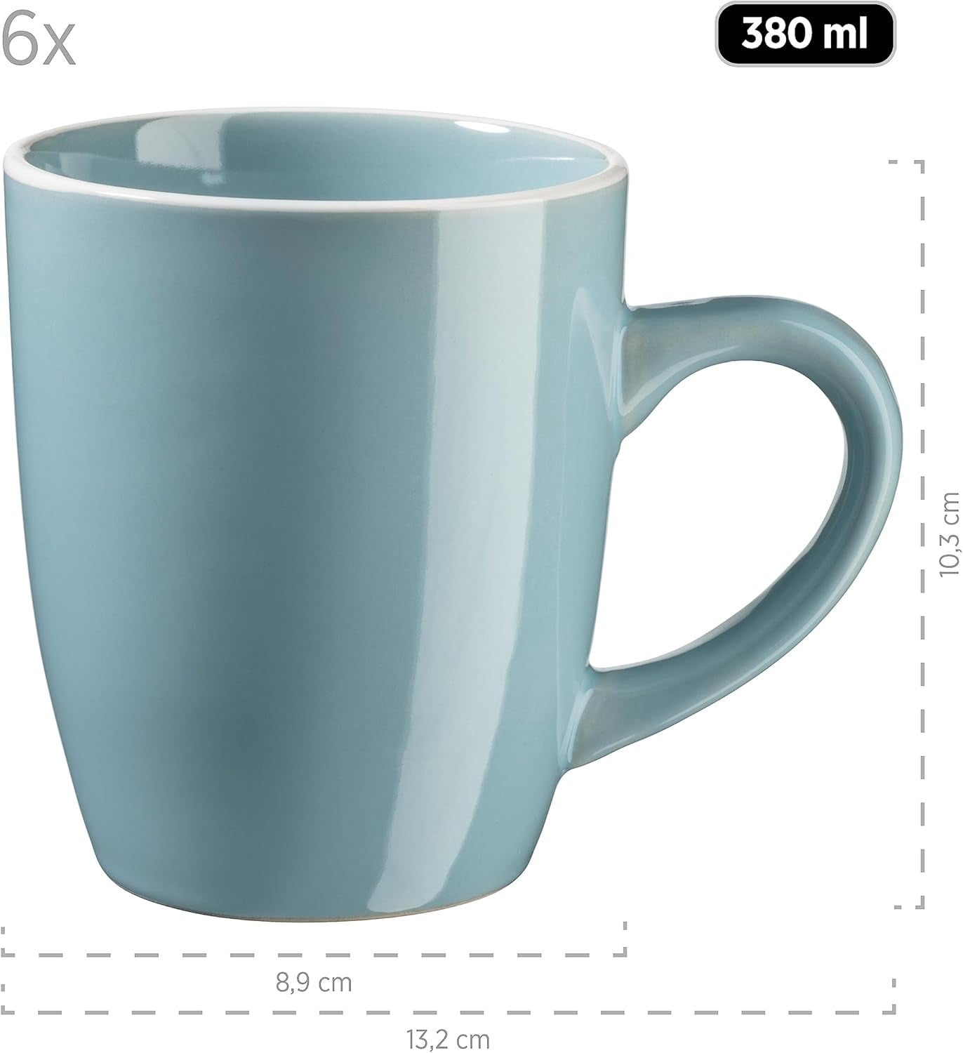 MÄSER 931770 Serie Elissa Modernes Geschirr Set Für 6 Personen in Türkis Mit Weißem Rand, 24-Teiliges Kombiservice, Steinzeug Seturi vesela masa Naty Shop