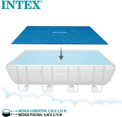 Intex Ultra Frame rektangulært madrasbetræk 549 x 274 cm, 160 mikron tykkelse, fremstillede mål: 538 x 253 cm, 28016, blå