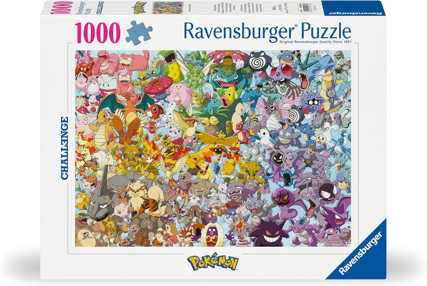 Ravensburger Puzzle 1000 piese 12000460 Challenge Pokémon - Toți cei 150 de Pokémon din prima generație ca un puzzle provocator pentru adulți și copii cu vârsta de 14 ani și peste Puzzle Naty Shop