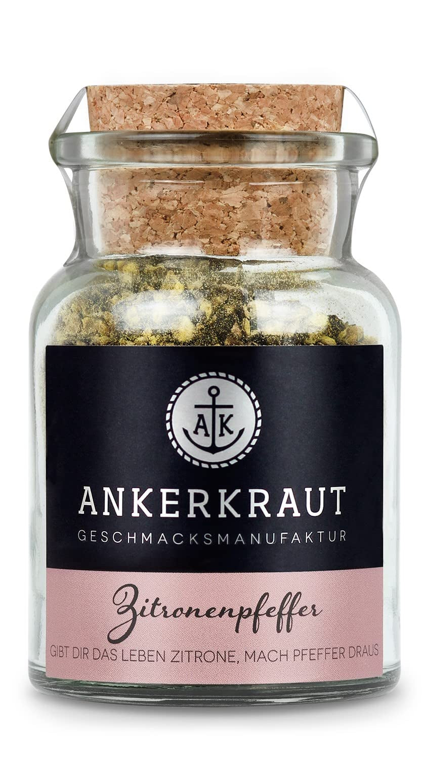 Ankerkraut Zitronenpfeffer, 85g i korkglas, Pfeffer-Mischung Citrus Frische-Kick, Einfach Kochen mit Gesmack & Aroma