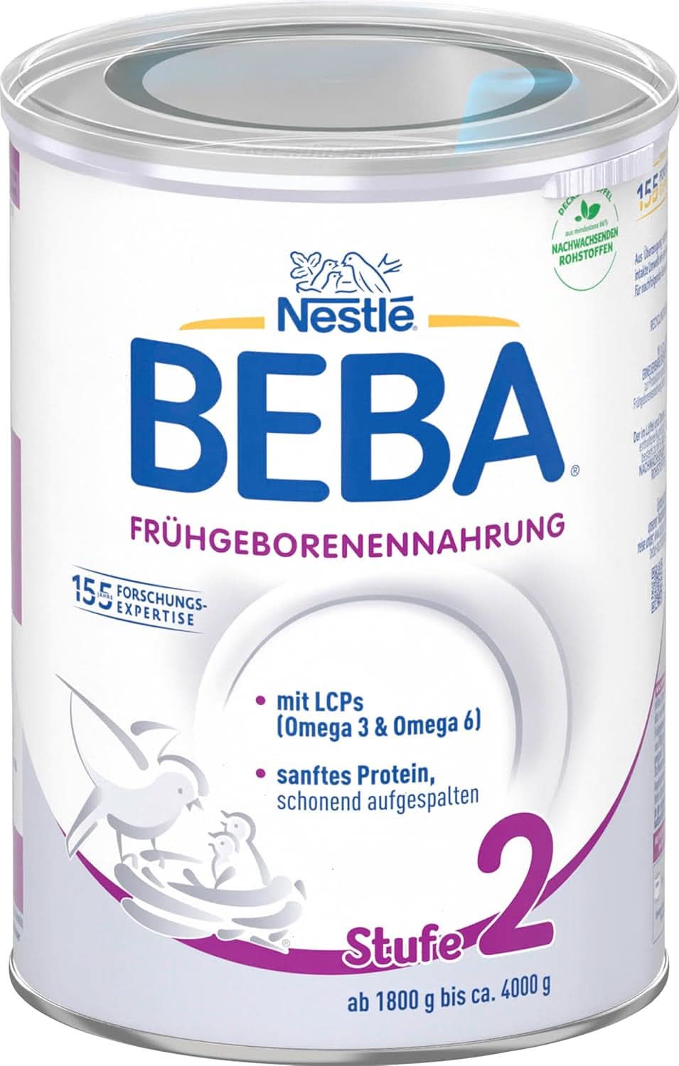 Hrana pentru bebelusi prematuri BEBA Nivel 2, Hrana speciala pentru bebelusi prematuri si nou-nascuti cu greutate mica, gata de baut, pachet de 32 (32 x 90 ml) Naty Shop
