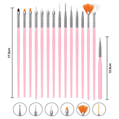 URAQT 20 Stück Nagel Pinsel Set, Nageldesign-Stifte Brush, Acryl Nagel Kunst Pinsel, Nagelbürste Professionell Malerei Pen Für Gelnägel Uv-Gel Nageldesign Nail Art