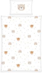 Herding Babybest Little Friends Winterbettwäsche, Kopfkissenbezug 40 X 60 Cm Mit Hoteleinschlag, Bettbezug 100 X 135 Cm, Mit Zwießwerf, 100 % Baumwolle/Flanell, Weiß, Twin Naty Shop Standardtitel