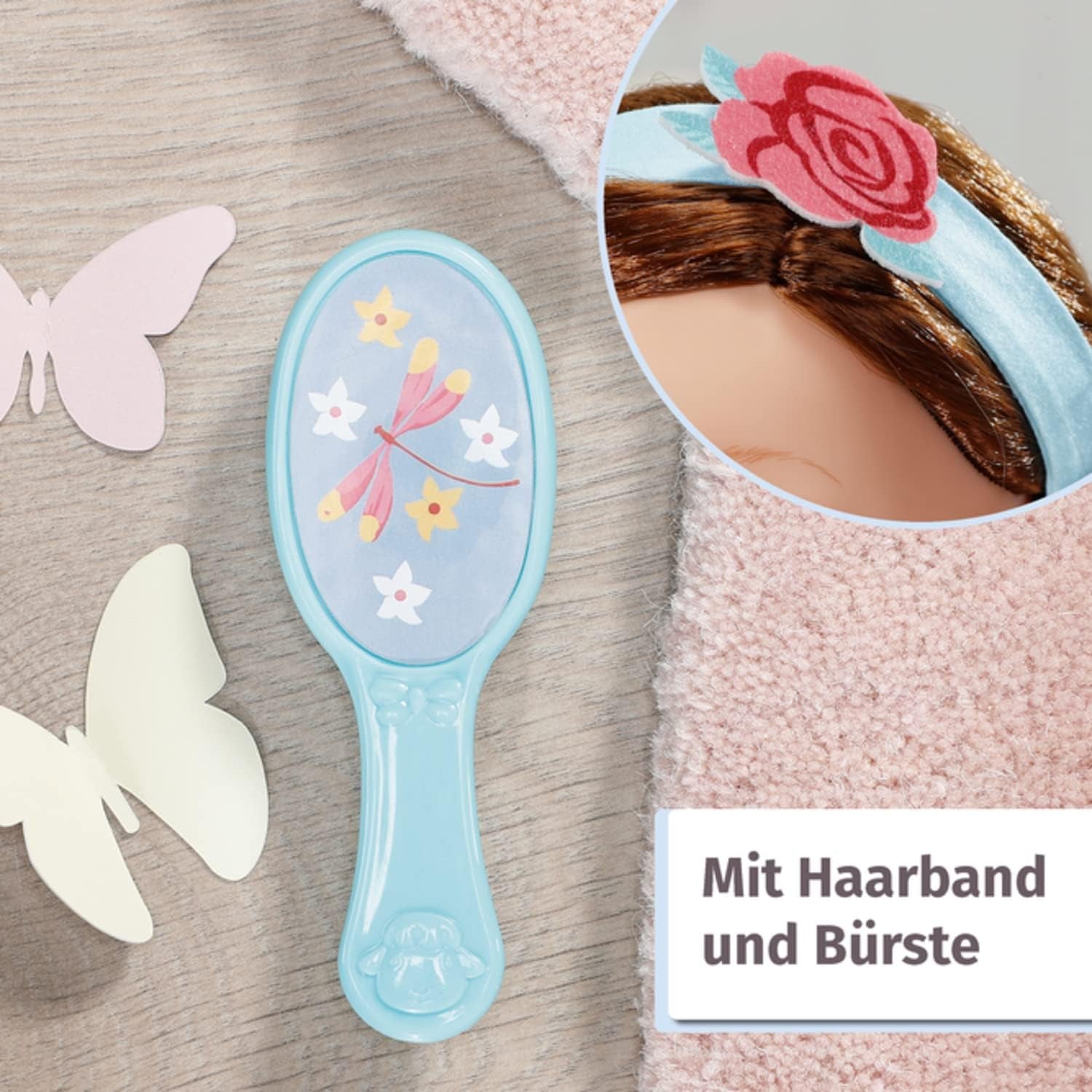 Baby Annabell Sophia Brunette 43Cm, păpușă moale cu păr lung castaniu, incl. haine pentru păpușă, bentiță și perie, 707234 Zapf Creation Papusi Naty Shop