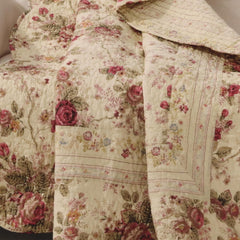 Greenland Home Antique Rose - klassisk, traditionelt blomstermønster - 100% bomuld, quiltet, tæppe, 127 X 152,4 cm, ecru Senge og betræk Greenland Home Fashions