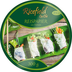 Ricefield Rice Paper, Rund 16 cm, (85-95 stk/kg), 4 pakker (4 pakker x 300 g)