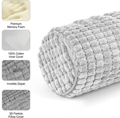 Rulou de gât cu capac, 11X45 cm pernă de călătorie cu spumă de memorie, pernă de gât de pluș lavabilă la fața locului pentru ameliorarea durerilor de gât, pernă de gât pentru casă, birou, călătorii Yoga cilindru rotund Perne ortopedice cervicale Naty Shop