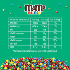 M&M's Chocolate Minis, Chokolade, 1 x 324g, Chokoladelinser (324g) (pakke med 2)