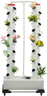 56 huller 7-trins hydroponic system Soilless Grow System Grow Kit Aeroponic Tower Hydroponic Grow System med hydreringspumpe Timer Adapter Grow Bed og Mesh Pot