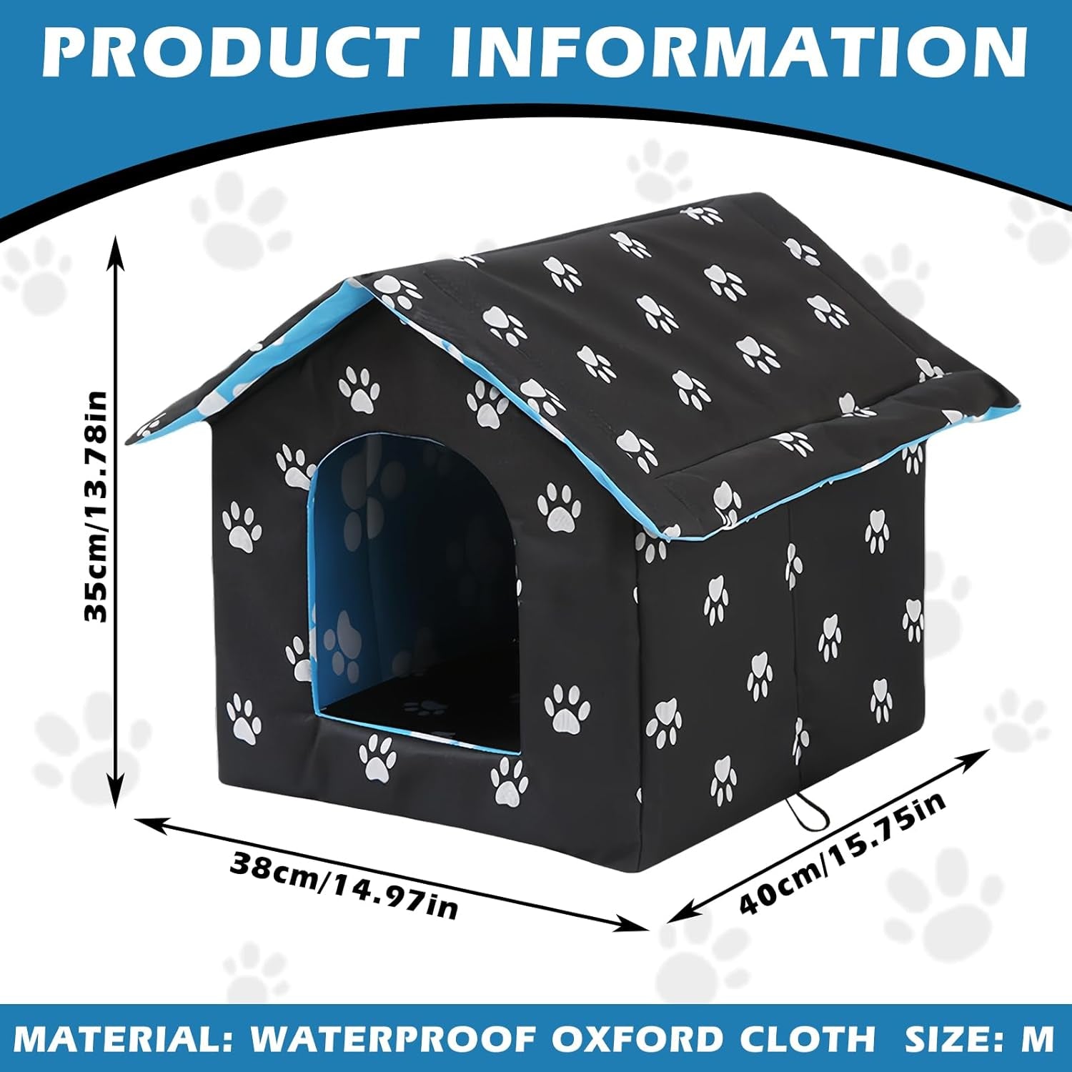 Căsuță pentru pisici în aer liber, peșteră pliabilă pentru pisici, pat pentru pisici rezistent la intemperii, casă pentru pisici în aer liber, pentru animale de companie mici (36 * 26 * 14CM, negru)