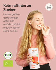 BUAH® Mere organice liofilizate | Mere organice liofilizate fără zahăr adăugat | 100% fructe liofilizate (vegan fără gluten fără lactoză) | Gustare ideală (110g) Produse deshidratate Naty Shop