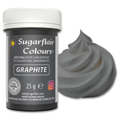 Pastă de colorant alimentar Sugarflair Grafit, colorant alimentar spectral concentrat pentru cremă de unt, pastă de zahăr, glazură, mixuri pentru prăjituri, macarons și multe altele! - 25g