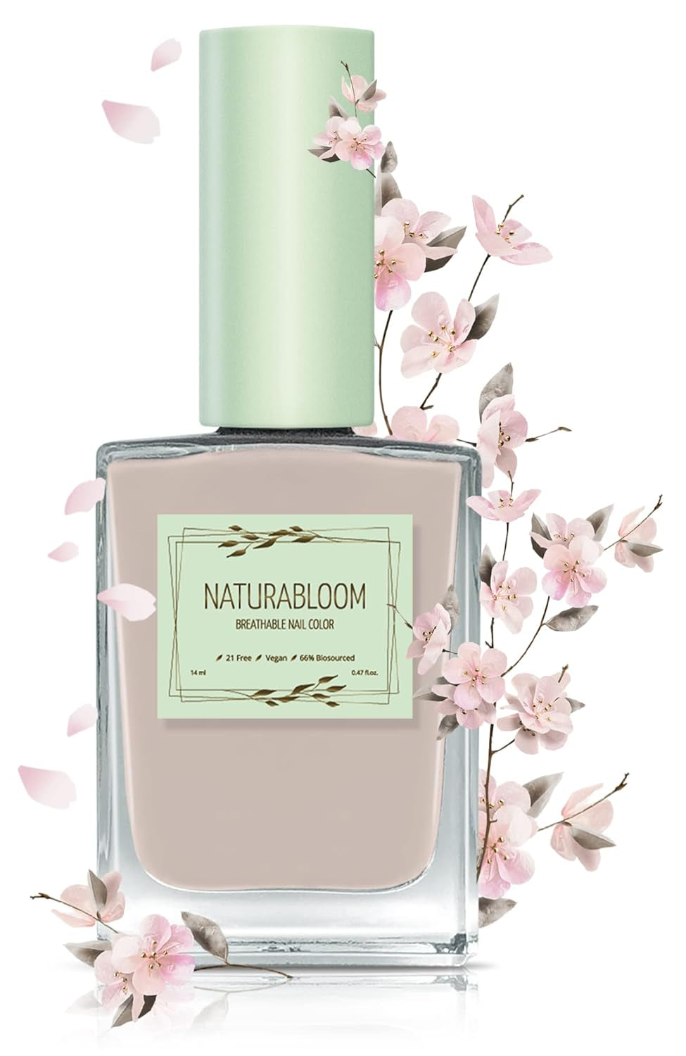 Hurtigttørrende beige neglelak (Moon Dust) - naturlig neglelak med vegansk formel - åndbar, bæredygtig og langtidsholdbar, 14 ml