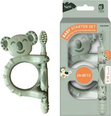 Periuță de dinți pentru copii - Dr.BEST Baby Starter Set: Inel de dentiție și periuță de dinți de antrenament pentru bebeluși cu vârsta cuprinsă între 3 și 12 luni, dezvoltată cu experți stomatologi pediatrici, 1 bucată
