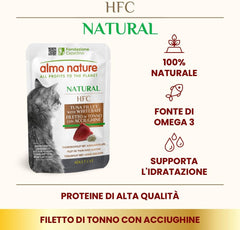almo nature HFC Natural - Hrană umedă pentru pisici - cu pui - Calitate umană, Fără gluten, Monoproteină - 55g, pachet de 6