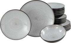 CreaTable, 23964, Serie Malmö, 18-teiliges Geschirrset für 6 Personen, Teller Set aus Steinzeug, spülmaschinen- und mikrowellengeeignet, Qualitätsproduktion