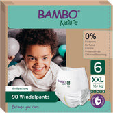 Bambo Nature Babybleer, størrelse 6 (15+ kg) - Månedlig æske med 90 | Spædbørnsbleer med forbedret lækagebeskyttelse | Maksimal komfort og frihed for aktive børn | Dermatologisk testede bleer