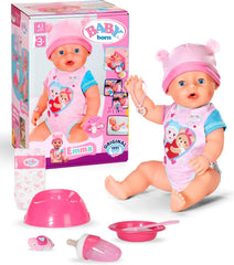 BABY Born Emma - păpușă bebeluș 43 cm - 10 funcții, inclusiv accesorii și saltea - Funcționează complet fără baterii - Potrivită pentru copii cu vârsta de 3 ani și peste
