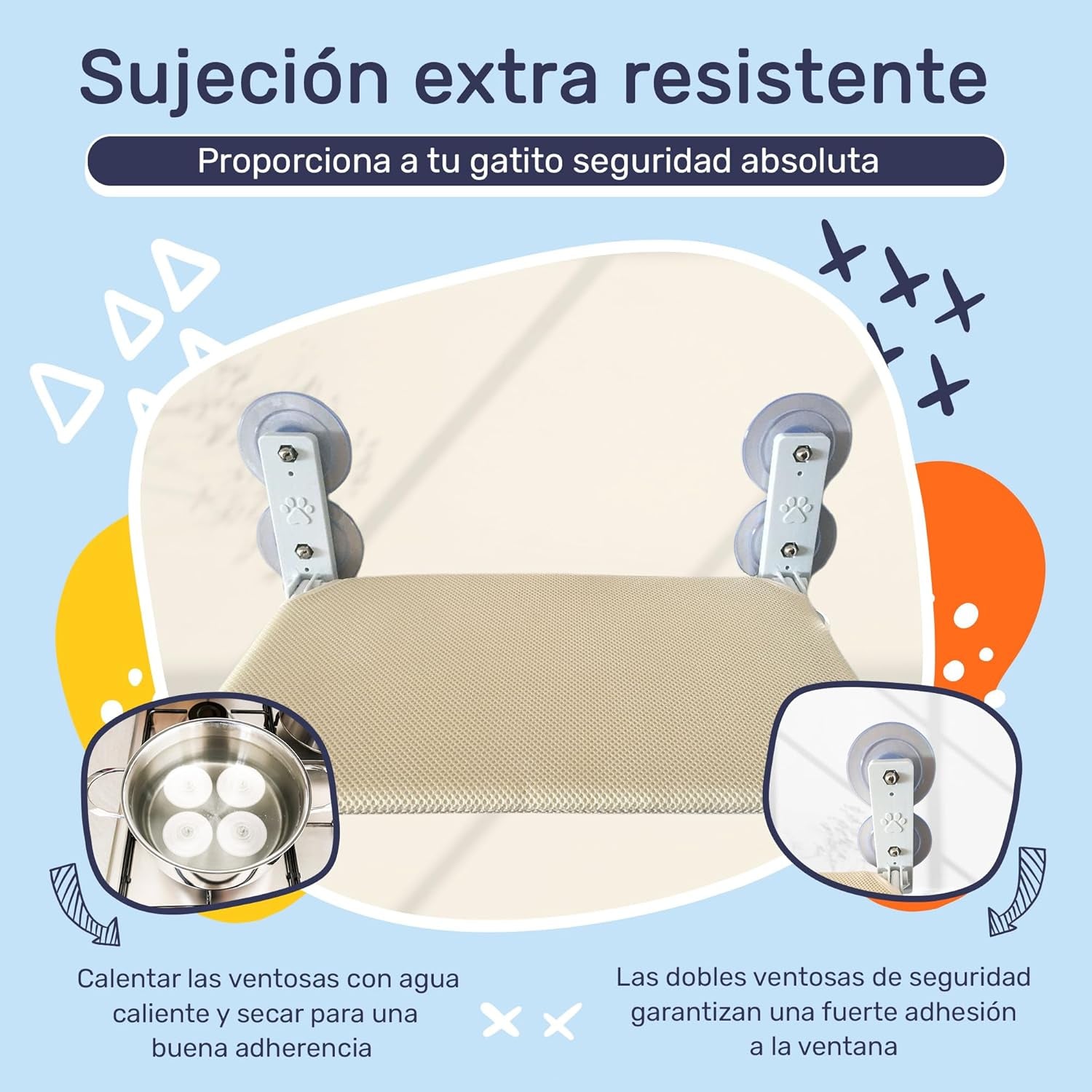 Hamac pentru pisici pentru fixare la fereastră cu ventuze, pat pliabil pentru pisici, scaune pentru ferestre pentru pisici cu ventuză dublă pentru fixare pe sticlă, hamac robust pentru ferestre pliabile