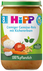 Cremet ris med grøntsager og kikærter HiPP Økologisk (6 x 220g), fra 8 måneder, 100% plantebaseret, uden tilsat salt, med Omega-3, bedste økologiske kvalitet