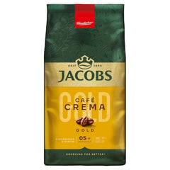 Jacobs Café Crema Gold Kaffeebohnen 1Kg – Vollmundig, Aromatisch, Fruchtige Noter, Arabica & Robusta Bohnen, Intensität 5/10, Ideel til Café Crema Naty Shop Crema Gold 1 Kg