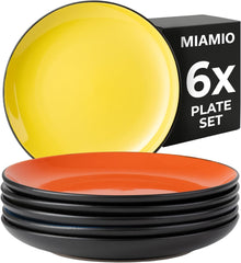 MIAMIO – Set de 6 farfurii/farfurii de cină din gresie ceramică - Colecția Le Papillon (Colorate, Farfurii mici (6x))