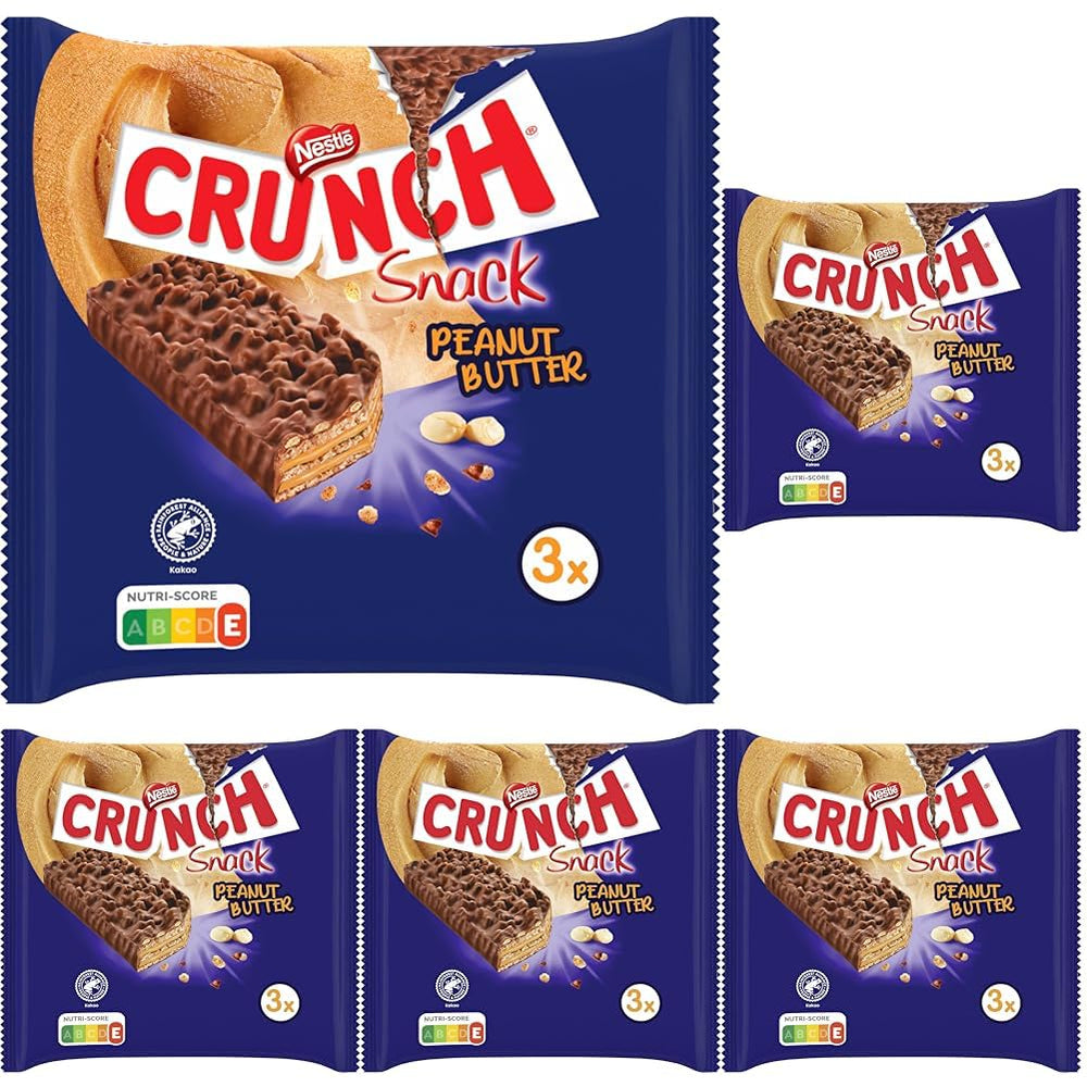 Nestlé Peanut Butter Bars Crunchy Peanut Butter Cereal Chocolate Bar 5 pakke (3 x 31 g hver)
