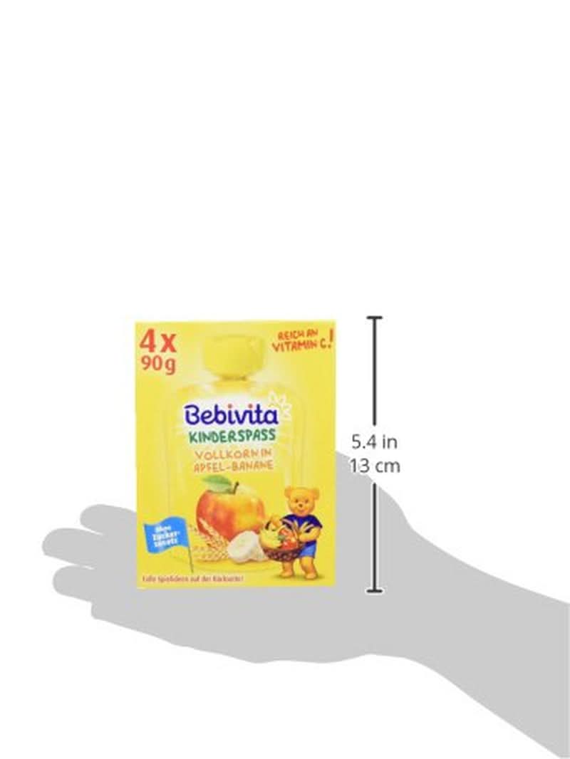 Kids fun fructe și cereale, integrale în mere-banane, pachet de 4 ( 4 X 90 grame ) Mama si Copilul Naty Shop