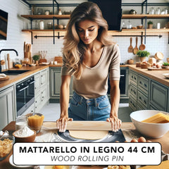 Sucitor din lemn cu mânere – 40 cm x 4 cm – Sucitor antiaderent pentru întinderea și frământarea pastelor proaspete, a pizzei, a fursecurilor, a ravioli-ului, a prăjiturilor, a produselor de patiserie – util în bucătărie