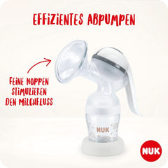 Set pompa de san manuala NUK, Pernă moale din silicon, 2 biberoane perfect combinate, 150 ml Accesorii Hrana si Alaptare Bebe Naty Shop