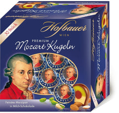 Hofbauer Vienna Mozart Bolde, Mælkechokoladeæske 600 gram (30 stk.) Naty Shop Box 30 stk.