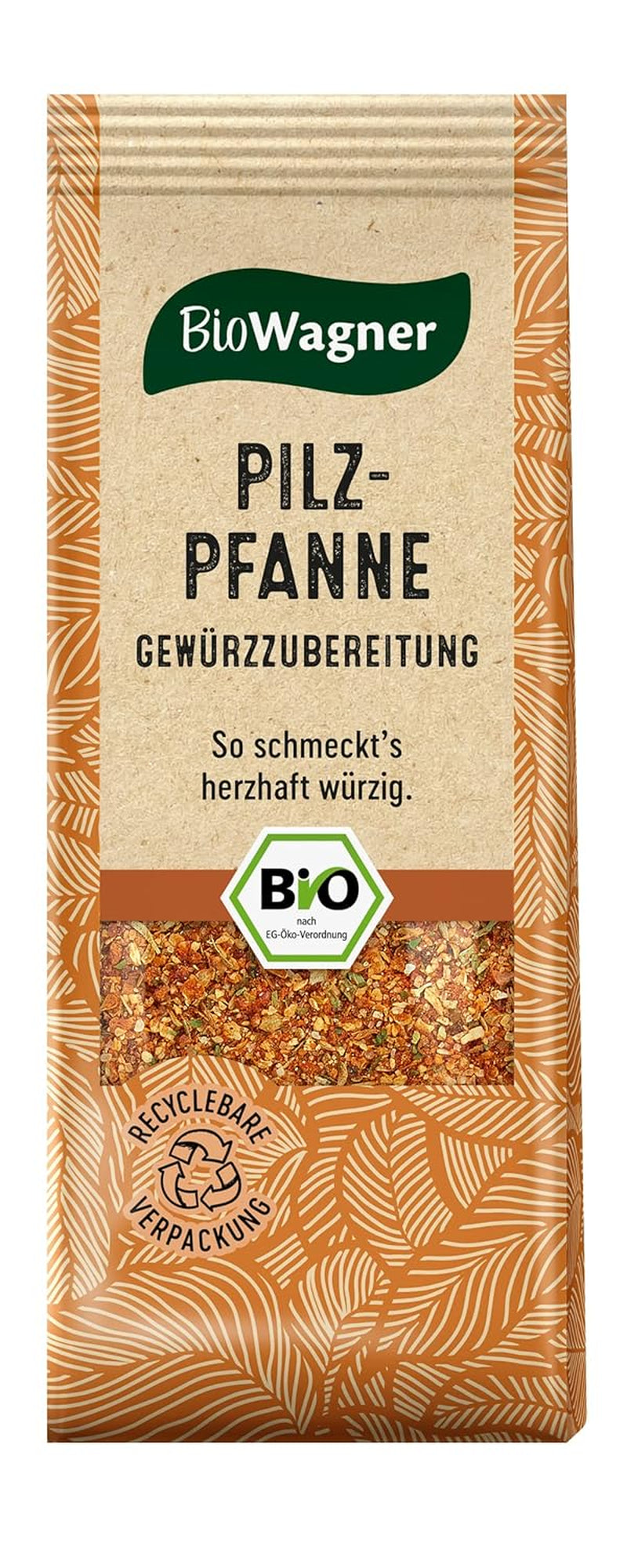 BioWagner - Bio Pilzpfanne Gewürzzubereitung | intensiv-pikant Geschmack | naturbelassene Bio-Zutaten | genanvendelig emballage | 60 g