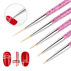 Sularpek Nail Art Liner Pinsel, 5 Stück Profi Detail Fine Nails Gel Nails Brush, Nagel Pinsel Dünn Für Beauty Frauen Nagelstudio (5 Größen, Rosa)