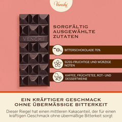 Venchi - Mørk chokolade 70%, 78 g - Med udvalgte kakaoblandinger - Glutenfri - Vegansk