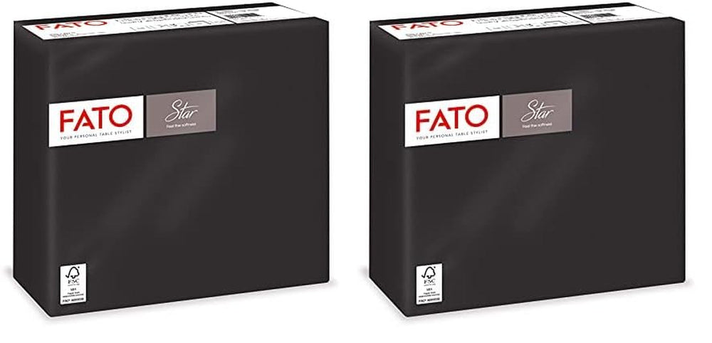 - Șervețele de hârtie de unică folosință, Softness And Softness, pachet de 40 de șervețele, dimensiune 38X38 pliate în 4, 2 straturi, culoare neagră, 100% hârtie din celuloză pură, certificate Fsc (pachet de 2)