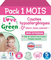Love & Green, allergivenlige bleer lavet i Schweiz, str. 5, 1 måneds pakke Mother and Child Naty Shop