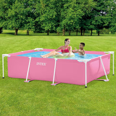 Intex 28266NP - Rektangulær overjordisk pool med ramme, 1662 L, stål og PVC, pink, 220x150x60 cm
