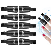 Hanyousheng Nagellackentferner Clips, Nagel Clips,10 Stück Schwarz Nagelclips, Nagel Klammer, Nails Art Gel Cap, Soak off Clip Cap UV Gel Poliermittel Entferner Wrap Nail Tool