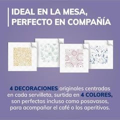 Happy Hour | Șervețele cu două straturi | 16 pachete À 50 bucăți À 33 X 33 Cm | Certificat FSC | 100% energie electrică regenerabilă | Ambalaj reciclabil fabricat din plastic reciclat