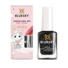 Bluesky Kids neglelak - Rockstar, sort glitter, let at fjerne, giftfri, vandbaseret, lugtfri - gratis neglelak til børn, 5 ml, pakke med 1