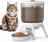 Automatic Cat Feeder, Futterautomat Katze mit Zeitsteuerung, 3L Trichter, Doppelstromversorgung, Automatic Trockenfutter for Katzen & Hunde, Katzen Futterautomat, Schwarz (Weiß)