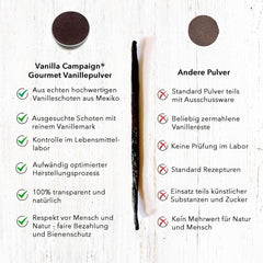 Premium vaniljepulver fra ægte vaniljebønner, naturligt, sukkerfrit, uden tilsætningsstoffer, fairtrade, vegansk (40 g uden emballage) fra Vanilla Campaign® Flavours Naty Shop